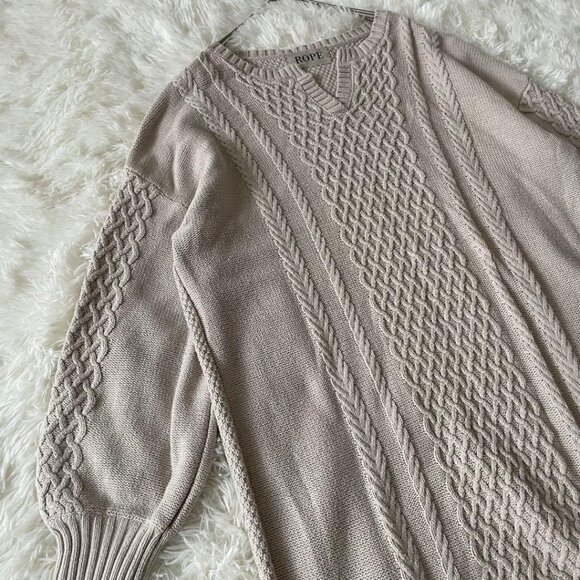 Catego Cable Knit Skipper Long Knit Dress Cream - Picture 2 of 4